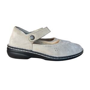 Finn Comfort Taupe Bellevue Perforated Nubuck Mary Janes-Insoles Flawed-EU40/US9